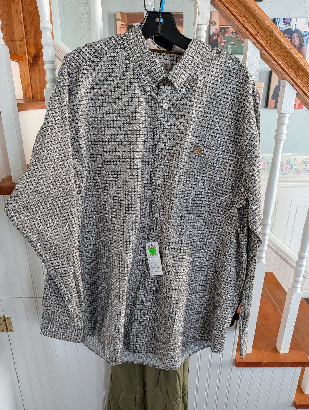 Cinch Men's Button-Down Patterned Shirt - Neutral Black/White